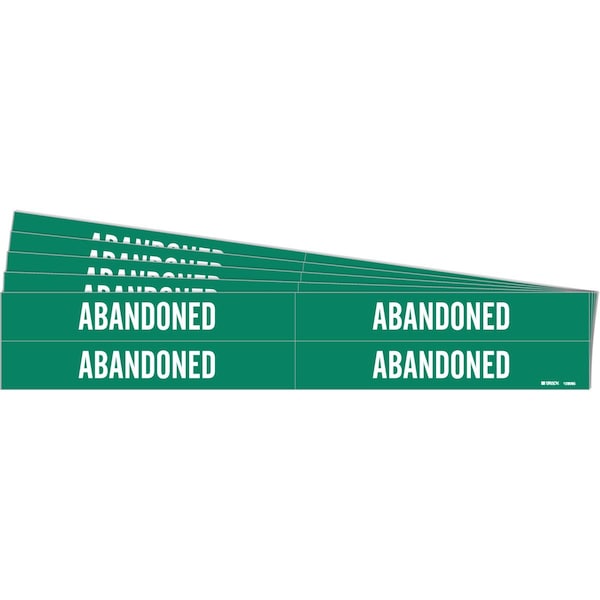 ABANDONED Pipe Marker Style 4 White on Green 4 per Card, 5 PK